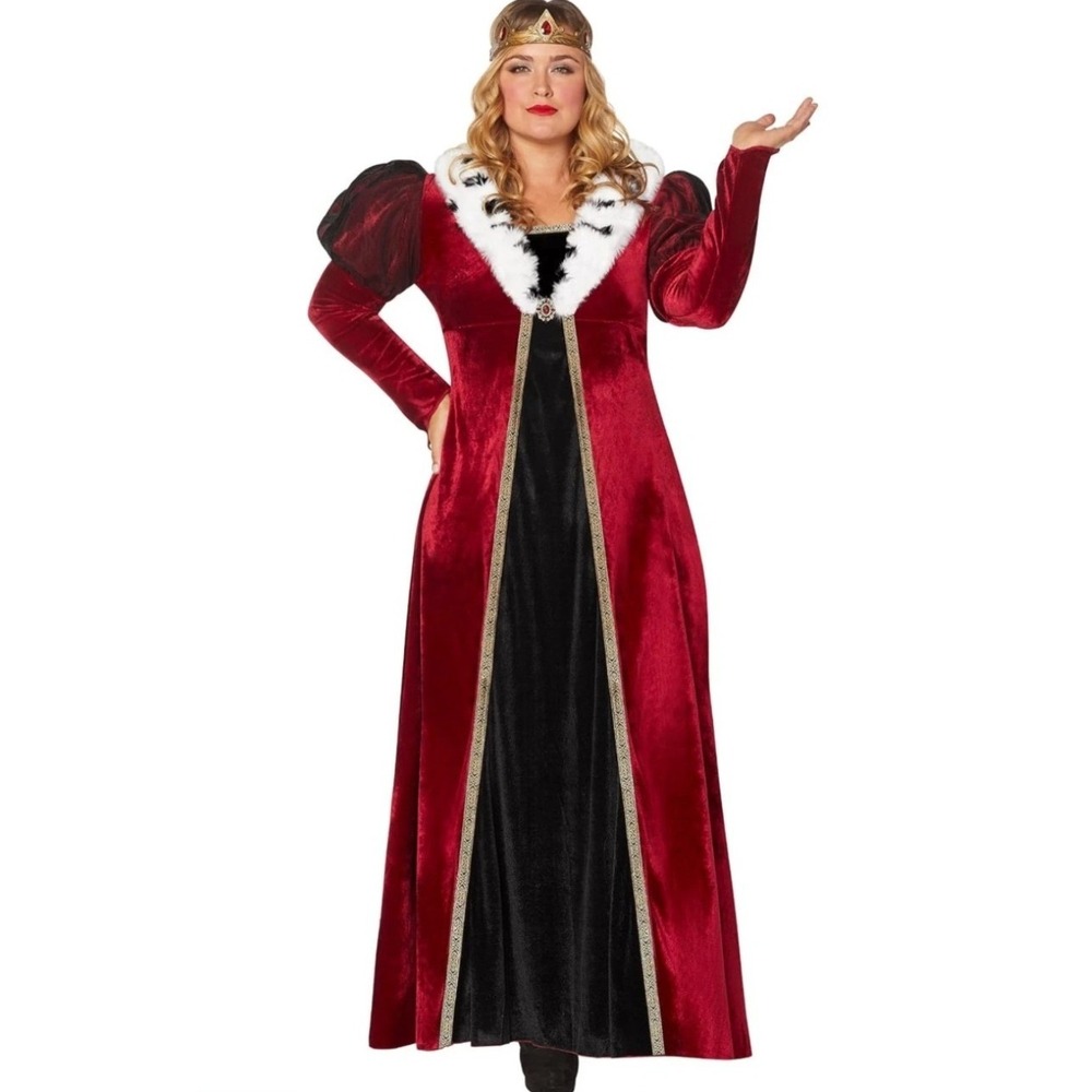 Spirit Halloween Fairy Tale Queen Velvet Renaissance Gown Womens 2X Costume Red